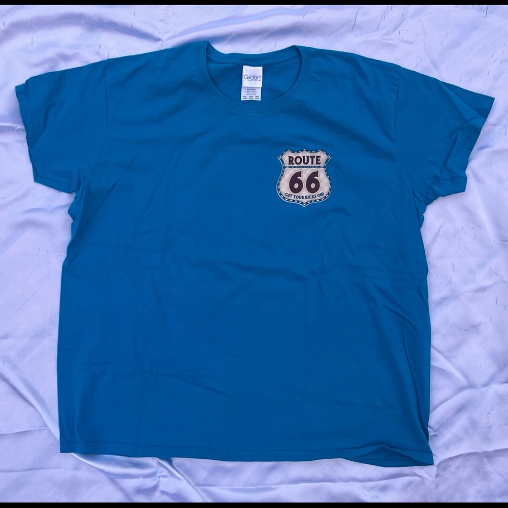Woman’s 2XL teal Route 66 logo t-shirt
